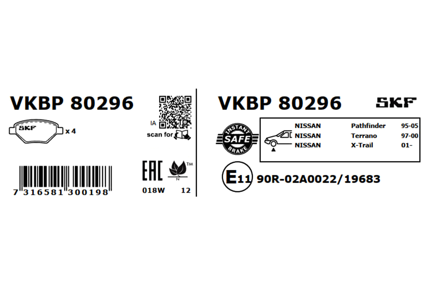 SKF VKBP 80296 set placute...